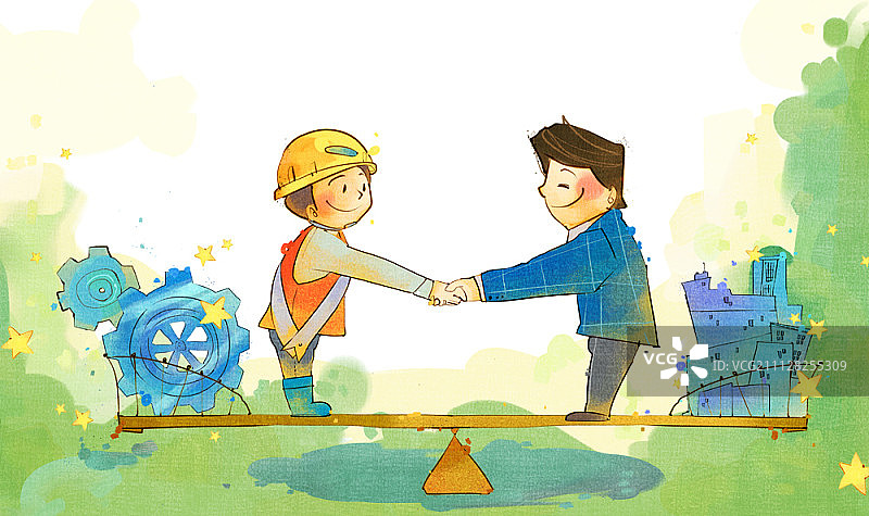 主管和工人插画图片素材