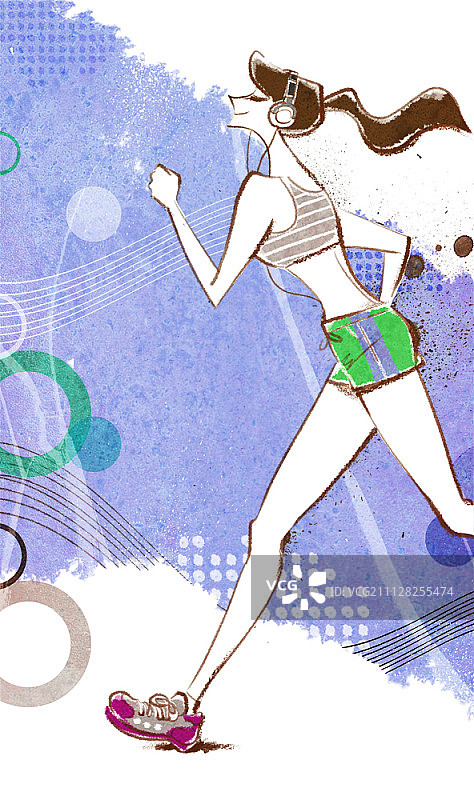 女人慢跑听音乐图片素材
