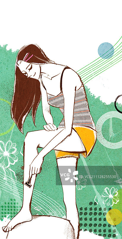 女人正在刮腿毛图片素材