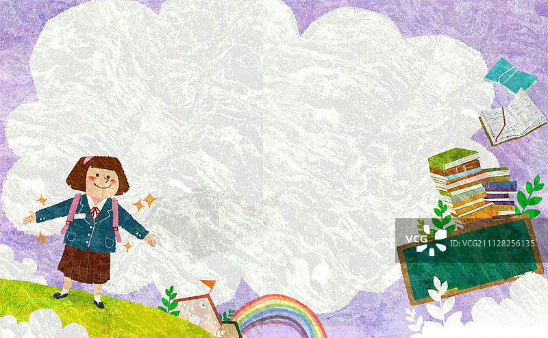 孩子进入学校的插图图片素材