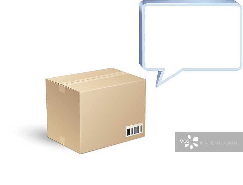 带有语音气泡的纸板箱图片素材
