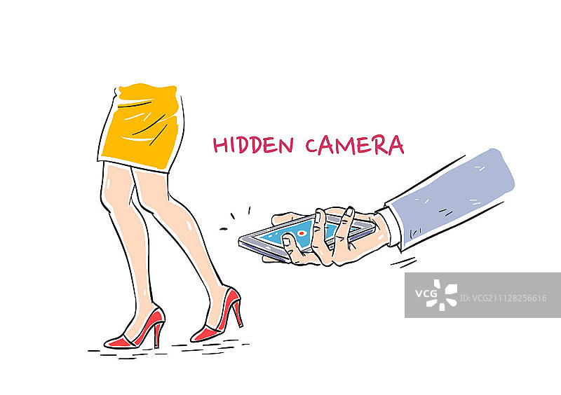 男人用隐藏的摄像机拍摄女人的腿图片素材
