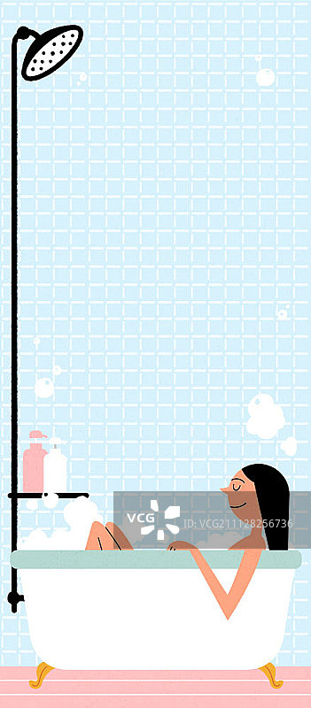 女人在浴缸里泡泡浴图片素材