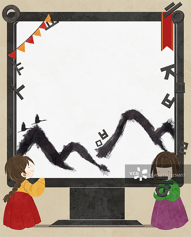 儿童学习韩语字母插图图片素材