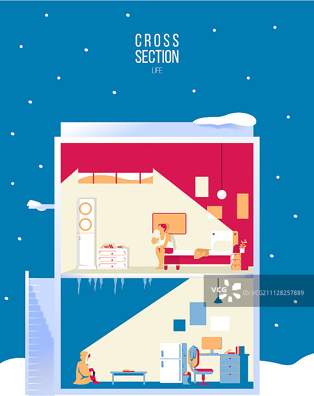 城市居民生活方式的横截面图图片素材