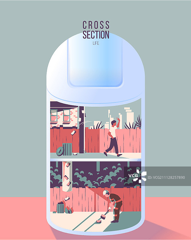 城市居民生活方式的横截面图图片素材