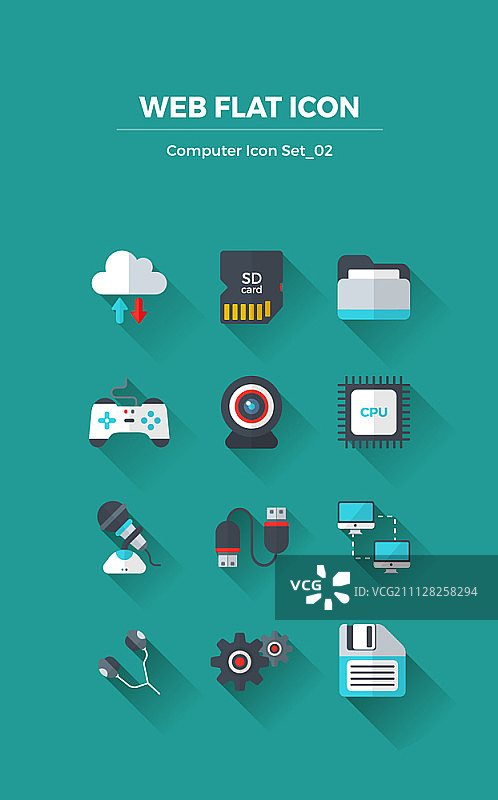 扁平风格电脑图标合集图片素材