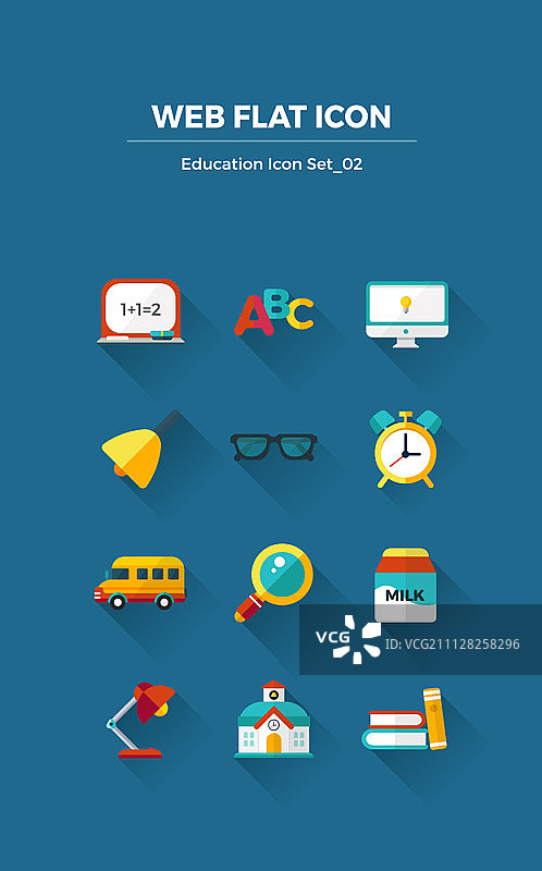 扁平风格教育图标集图片素材