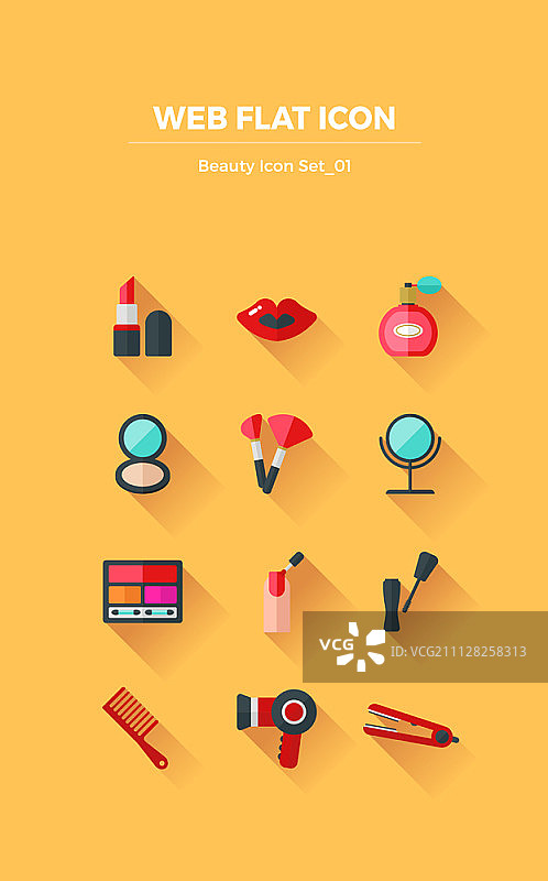 扁平风格美妆图标合集图片素材