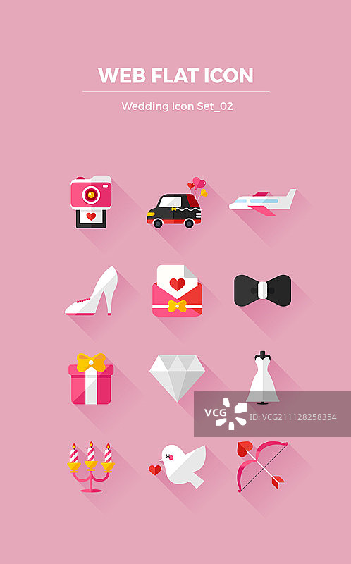 扁平风格婚礼图标合集图片素材