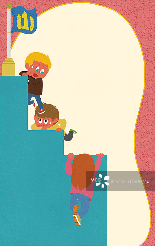 儿童在激烈竞争的插图图片素材