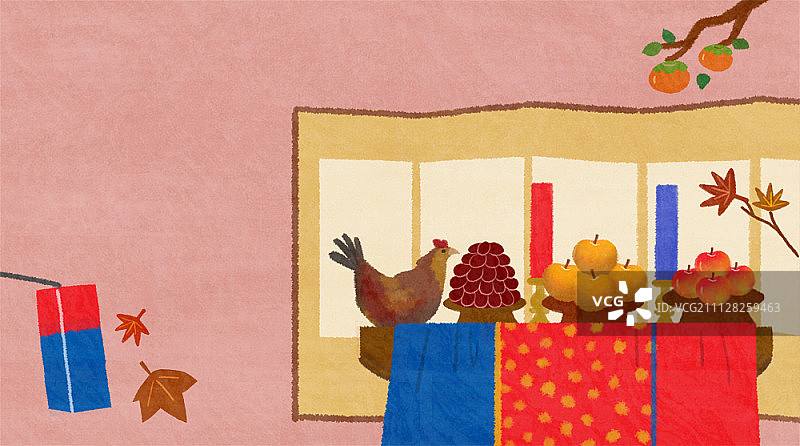 韩国传统婚礼插画图片素材