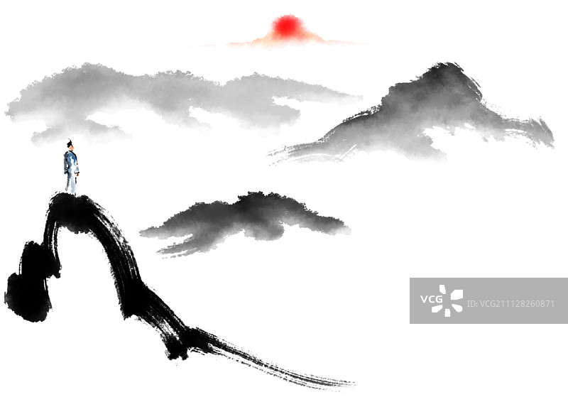 水墨画插图图片素材