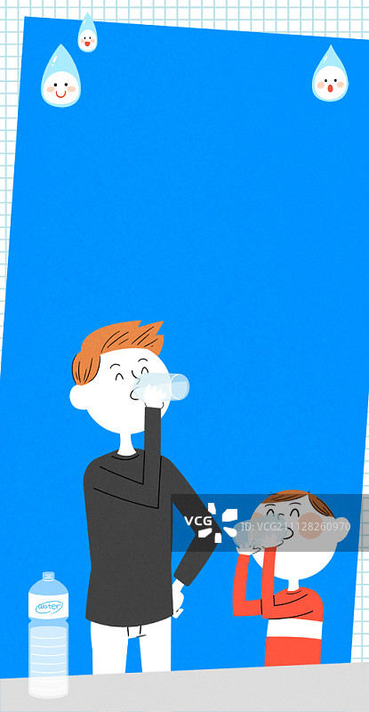 男人和男孩喝水图片素材