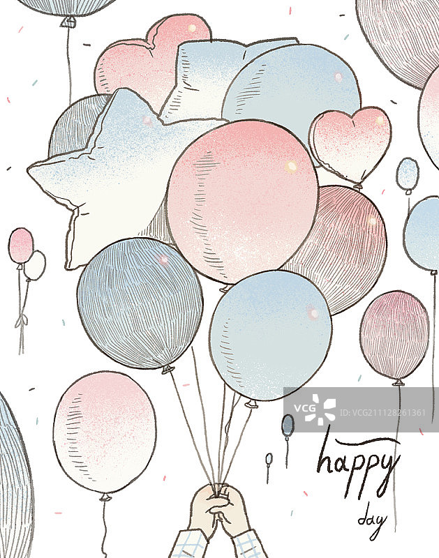 手拿气球图片素材