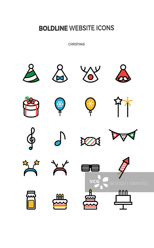 圣诞节线性图标集图片素材