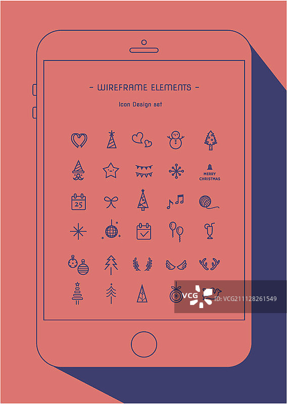 圣诞节线性图标集图片素材