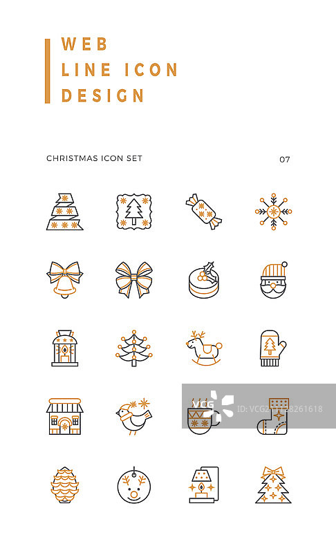 圣诞节线性图标集图片素材
