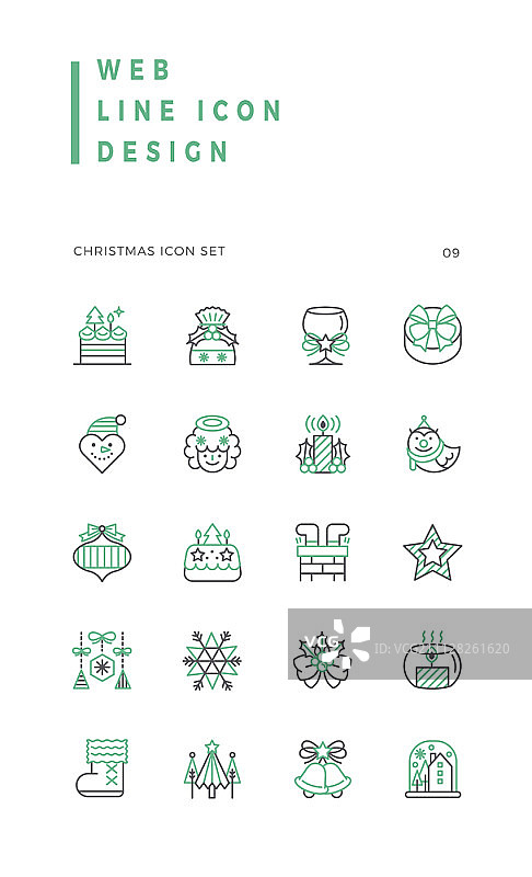 圣诞节线性图标集图片素材