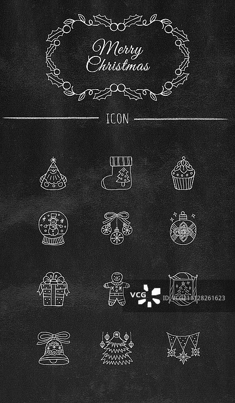 圣诞节线性图标集图片素材