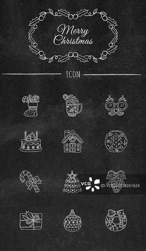 圣诞节线性图标集图片素材