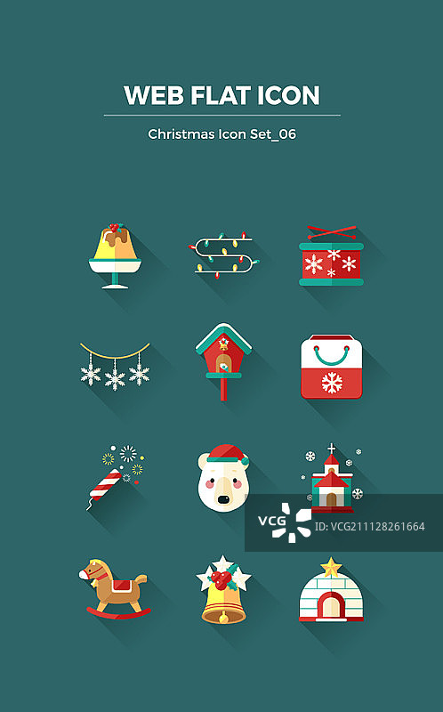 扁平风格圣诞节图标合集图片素材