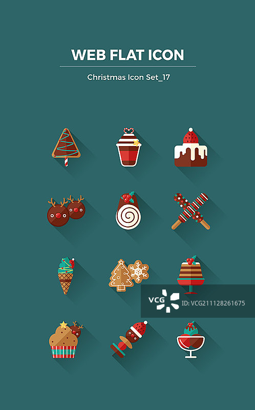 扁平风格圣诞节图标合集图片素材