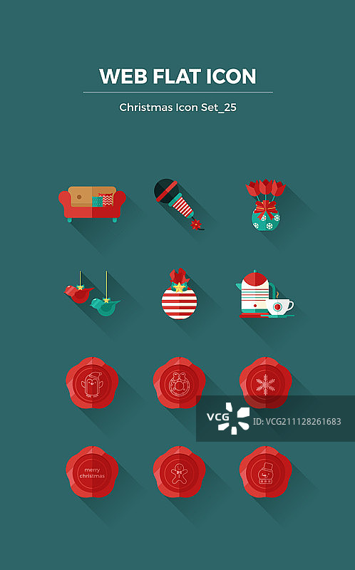 扁平风格圣诞节图标合集图片素材