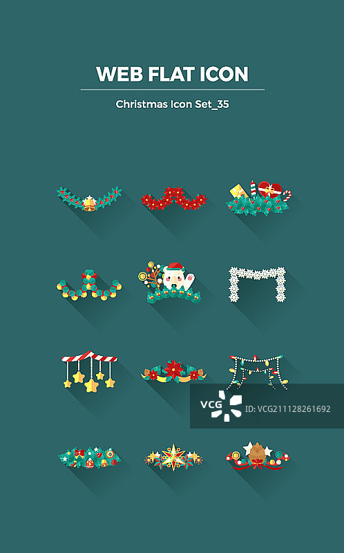 扁平风格圣诞节图标合集图片素材