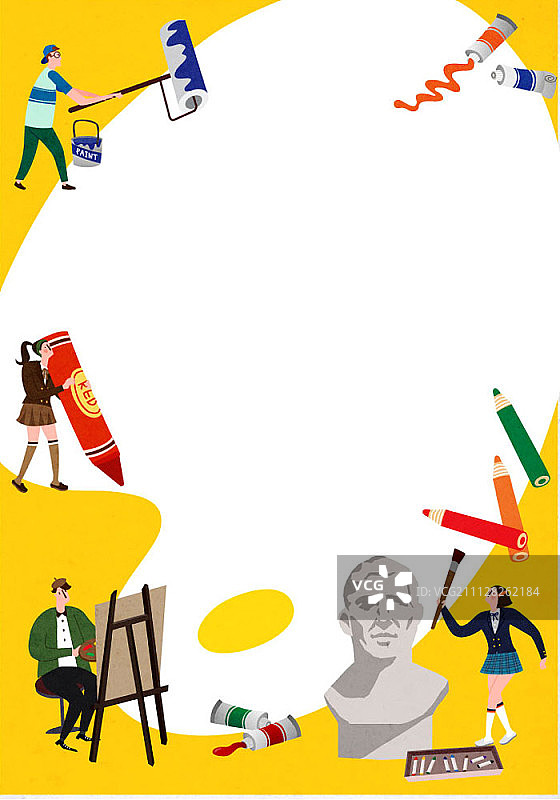 学校科目插图：美术图片素材