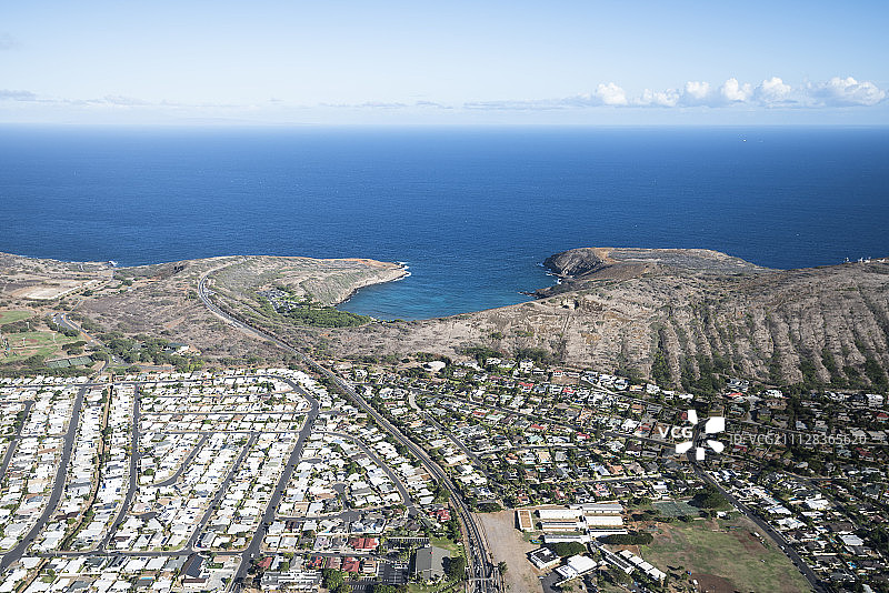 高空俯瞰夏威夷恐龙湾图片素材