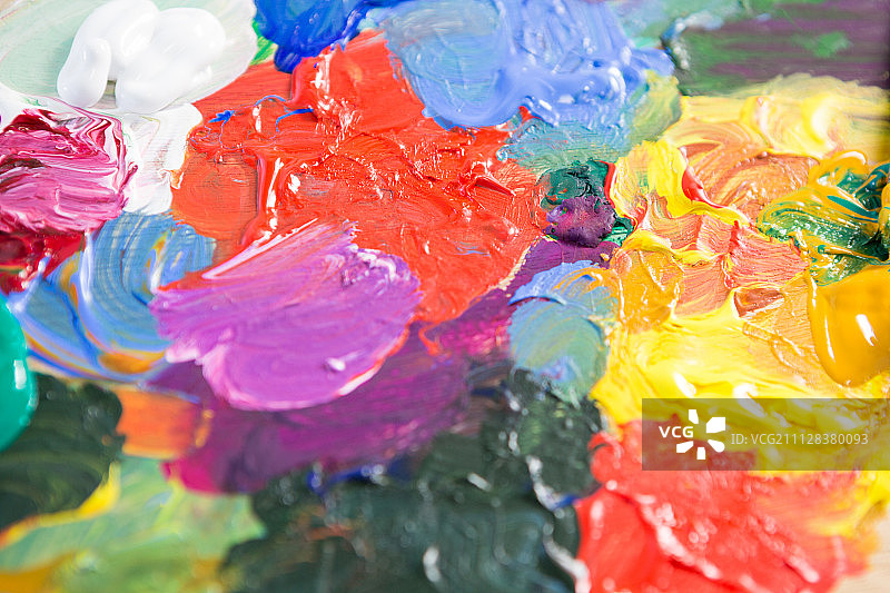 水彩调色板特写图片素材