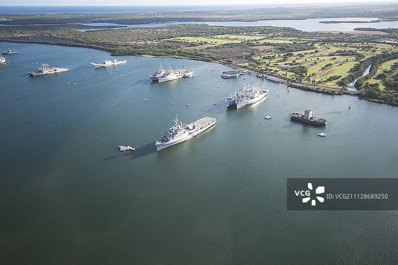 俯瞰夏威夷珍珠港图片素材