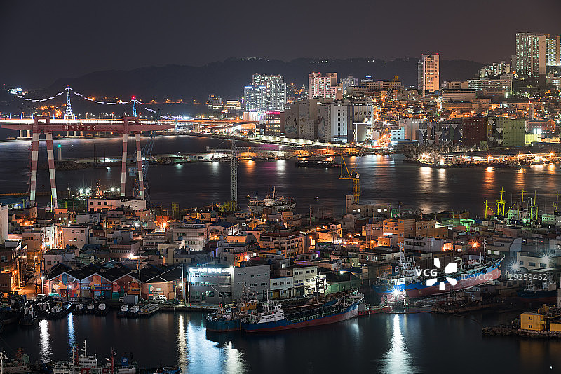 韩国釜山港夜景图片素材