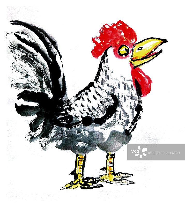 中国水墨微笑鸡图片素材