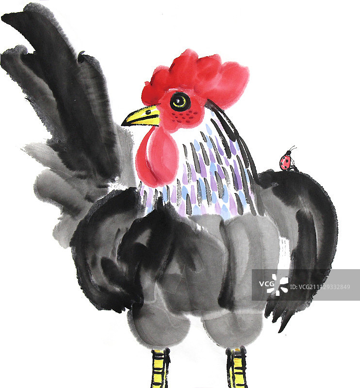 威武的水墨画生肖鸡图片素材