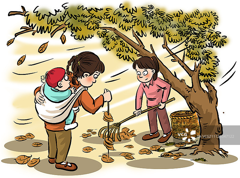 cfpch20171006捡树叶图片素材