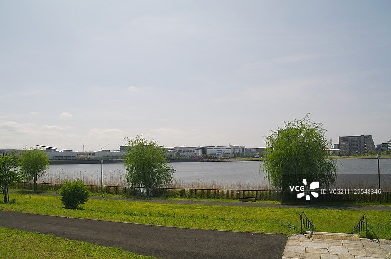 日本埼玉县越谷市原荒川河步道周边图片素材