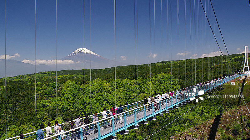 日本三岛天空步道人行悬索桥图片素材