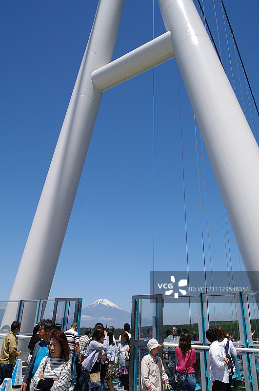 日本三岛天空步道人行悬索桥图片素材