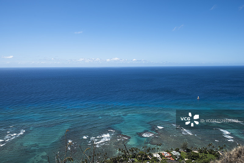 空中俯瞰夏威夷海岸风光图片素材