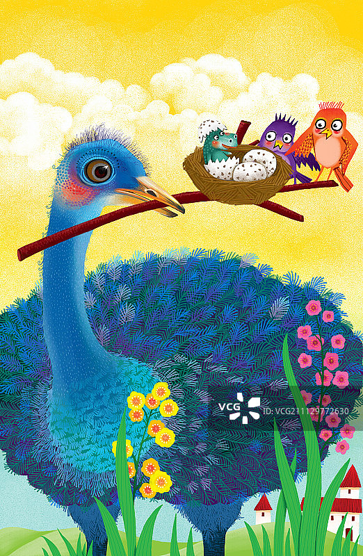 动物课堂创意插画系列-鸵鸟图片素材