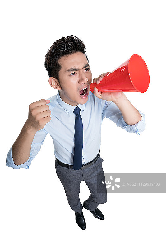 年轻商务人士拿喇叭图片素材
