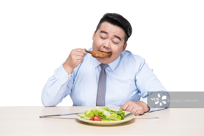 胖子在吃饭图片素材