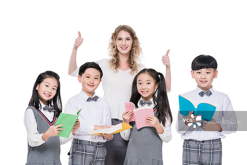 女外教和小学生图片素材
