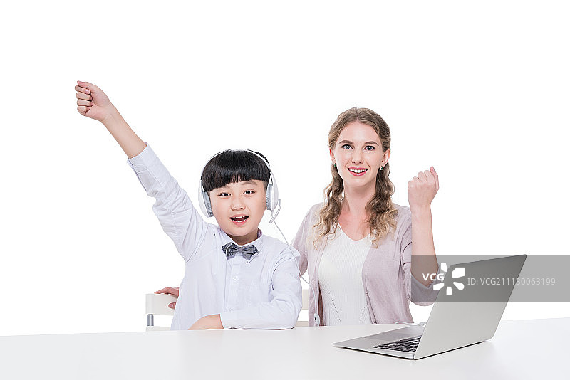 女外教和小学生图片素材