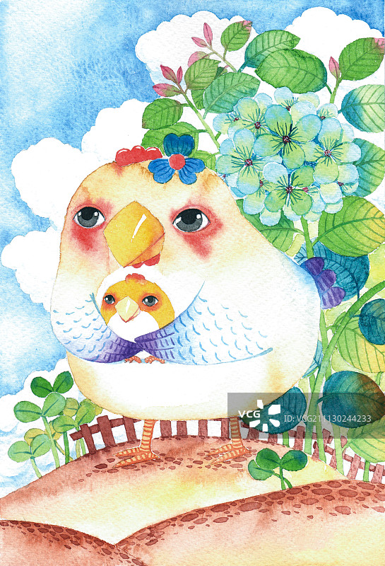 唯美动物插画系列-母鸡图片素材
