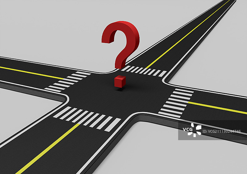 十字路口的问号图片素材