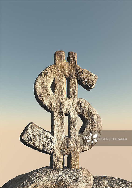 美元符号形状的石头图片素材