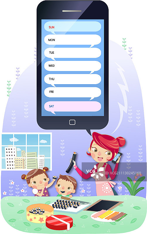 职场妈妈插画图片素材